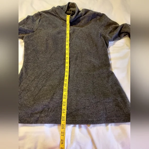 OGL Fitted Cozy Layering Women's Charcoal Turtleneck Sweater With Built-in Bra - Picture 6 of 8